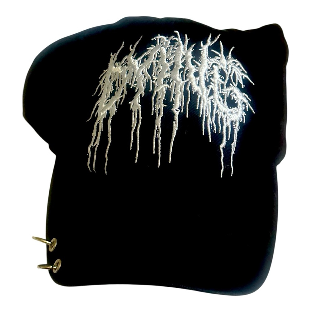 Dolls Kill widow obsession box Dying heavy Metal Font grunge goth cap hat